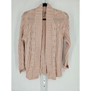 Chico's Women's Light Pink Long Sleeve Open Front Cardigan Sweater Size 1 (M)